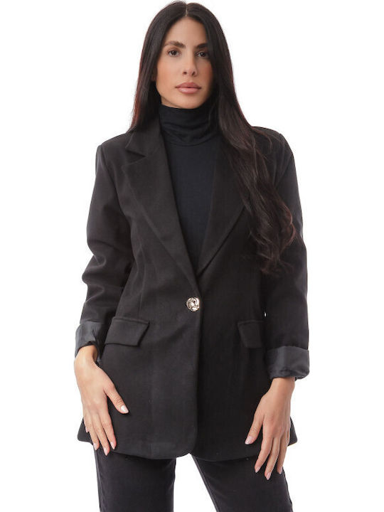 Silia D Women's Leather Blazer Black