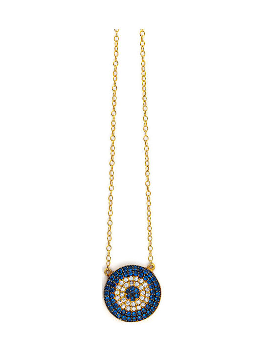 George Art Jewels Necklace Amulet Eye from Gold Plated Silver with Zircon