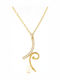 Al'Oro Halskette aus Gold 9 K mit Perlen & Zirkon