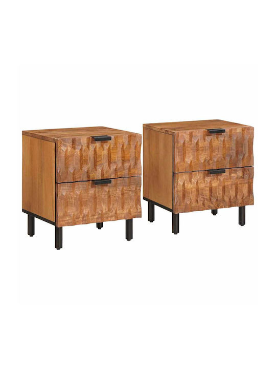 Nachttische Solid mango wood 2Stück 40x33.5x46cm