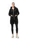 Long Women's Sweatshirt Jacket Hooded Black