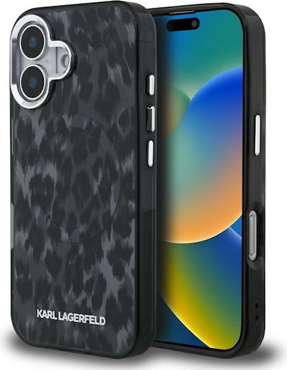 Karl Lagerfeld Iml Leopard Pattern Umschlag Rückseite Kunststoff / Silikon Schwarz (iPhone 16)