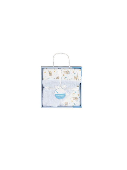 Interbaby Κουβέρτα Ισπανίας Αγκαλιάς & Λίκνου Βαμβακερή Μπλε 80x110εκ.
