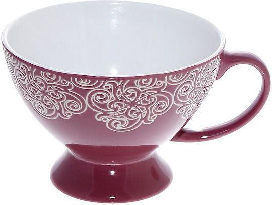 Espiel Vienna Cereal Serving Bowl Round Ceramic Bordeaux with Diameter 13.3cm