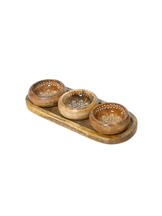 Kaemingk Serving Bowl Round Wooden White with Diameter 33cm