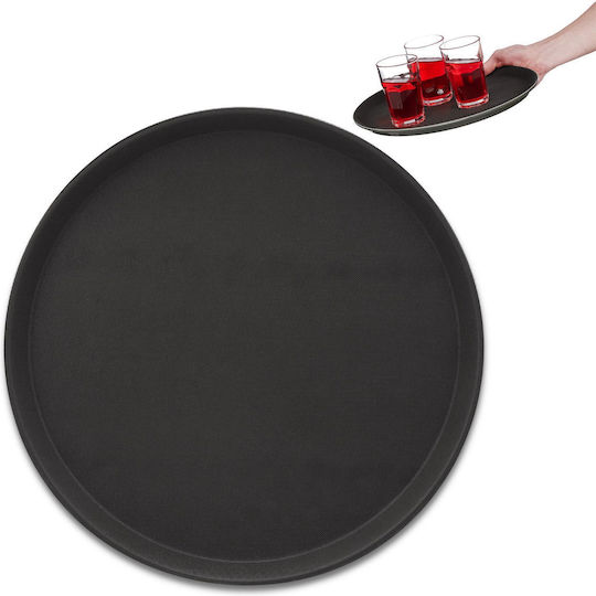 Relaxdays Kunststoff Rund Serviertablett Rutschfest in Schwarz Farbe 35cm 10043120 1Stück Relaxdays Kunststoff Rund Serviertablett Rutschfest in Schwarz Farbe 35cm 10043120 1Stück
