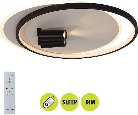 Vivalux Aragon Plafonieră de Tavan 55cm Neagră cu LED Integrat și Telecomandă