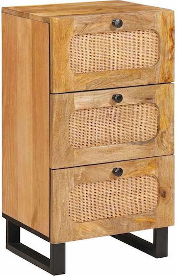 Wooden & Metallic Chest of Drawer Coffee 40x33.5x75cm