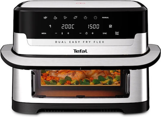 Tefal Dual Easy Fry Flex Air Fryer με Διπλό Αποσπώμενο Κάδο 9lt Ασημί