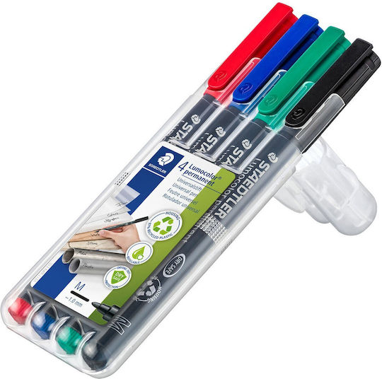 Staedtler Lumocolor Ανεξίτηλοι Μαρκαδόροι Ανεξίτηλοι Μαρκαδόροι F 318 WP4 0.6mm Σετ 4τμχ