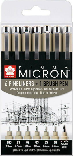 Sakura Pigma Micron Marker Gestaltung von Schwarz Set 7Stücke 38821