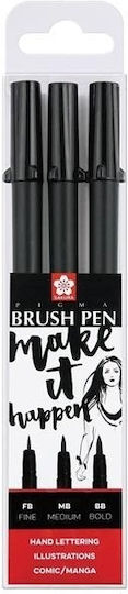 Royal Talens Pigma Brush Μαρκαδόροι Σχεδίου Black Σετ 3τμχ