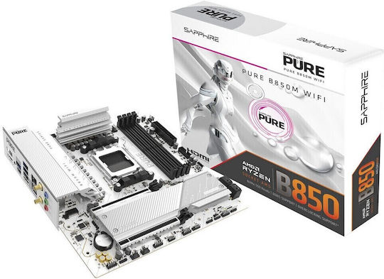 Sapphire Pure B850M WIFI Motherboard Micro ATX με AMD AM5 Socket 52123-02-40G