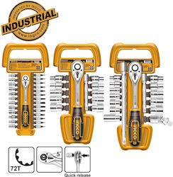 Ingco Ratchet With Sockets 1\4" & 3\8" & 1\2" 57 Pieces