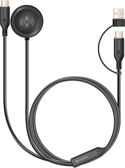 Swissten 2-in-1 Magnetisches Usb-c 60w Lade Kabel Galaxy Watch Smartphone Schwarz
