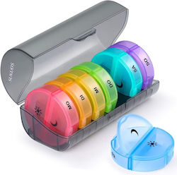 Jup Sukuos Cutie de Pastile Rotundă 7 Zile 2 Ori pe Zi Fără Dată de Expirare Negru Multicolor 14 X 6.5 Cm