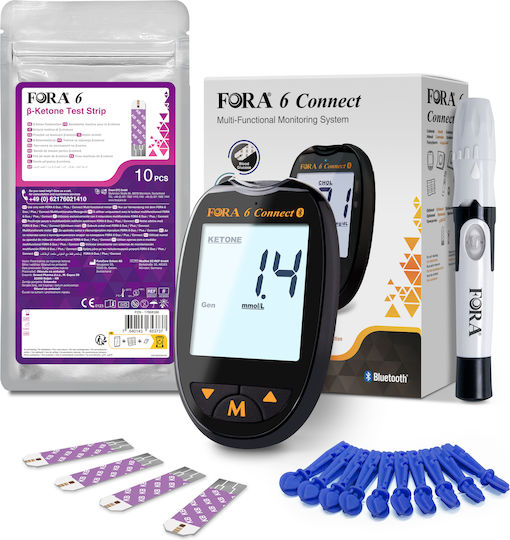 Ketone Monitoring System Fora 6 Connect 10 Test Strips