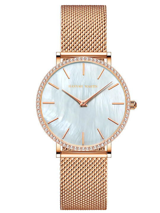 Hannah Martin Ceas de Damă cu Rose Gold Brățară Metalică