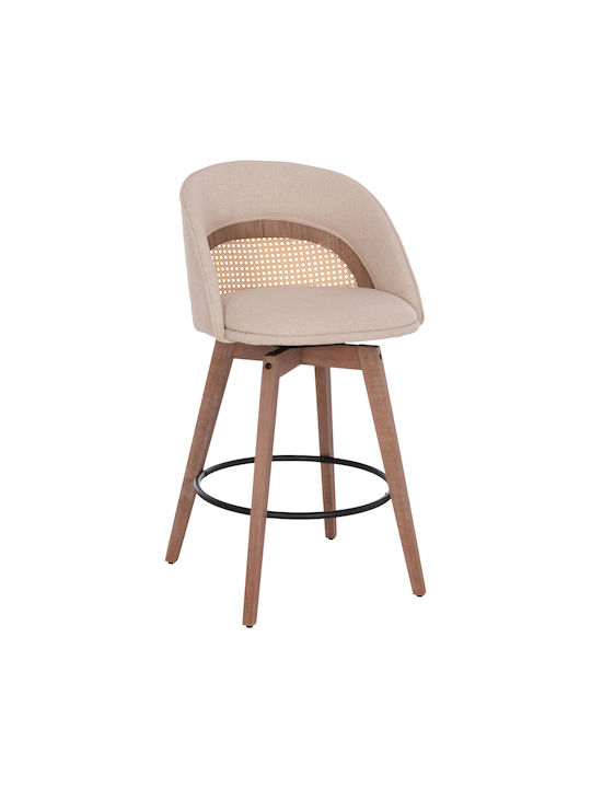 Scaune Bar cu spătar Tapițat cu Țesătură Riki Bej 2buc 51x53x94buc