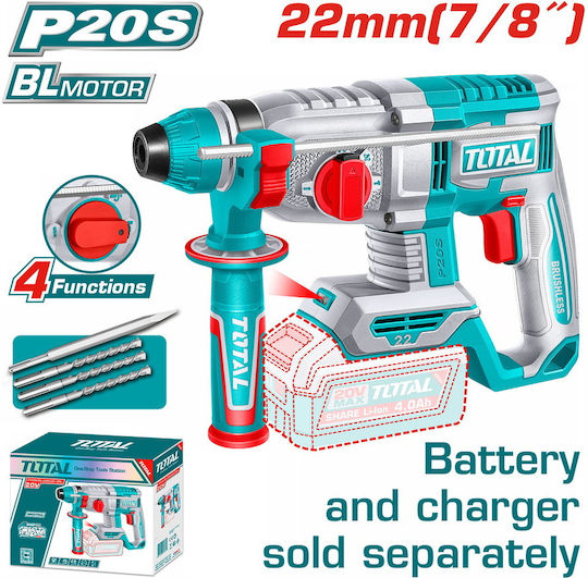 Total Κρουστικό Σκαπτικό Πιστολέτο Μπαταρίας Brushless 20V Solo με Υποδοχή SDS Plus TRHLI21228