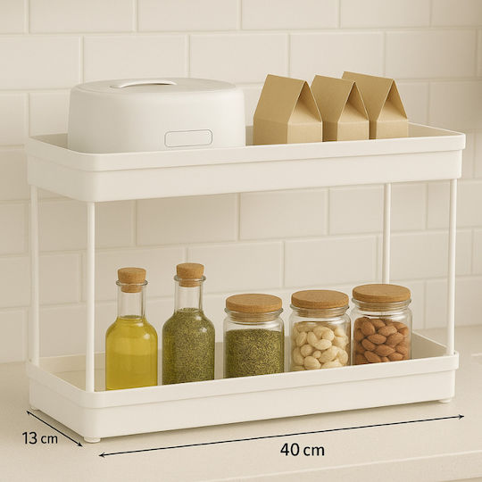 Bază De Organizare Pentru Chiuveta De Bucătărie Din Plastic Alb 40x13x30cm