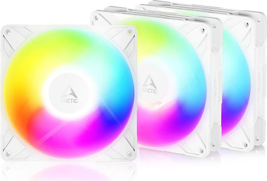 Arctic P14 Pro Reverse Blade Case Fan 140mm (2500rpm / 110cfm) with ARGB Lighting and 3-Pin / 4-Pin PWM Connection 3pcs White
