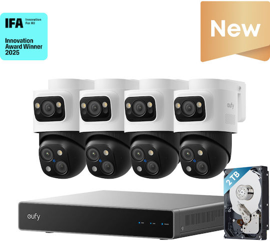 Eufy Sistem de Supraveghere S4 Max 4 Camere Camere IP 8MP cu Recorder NVR & Hard Disk 2TB