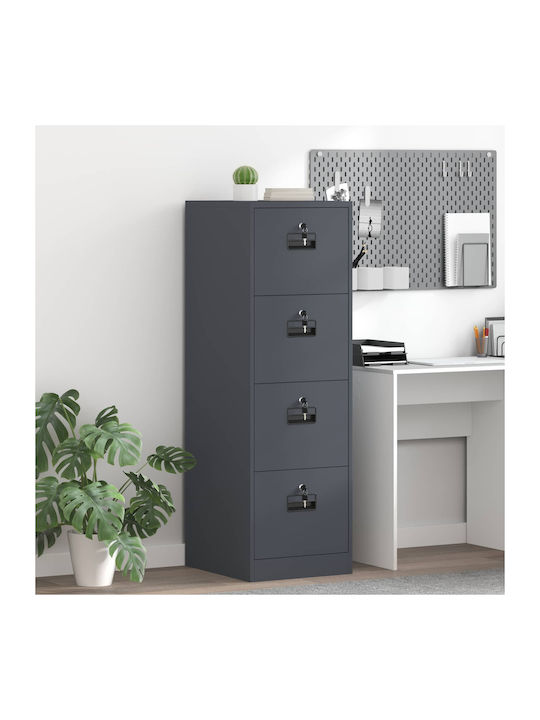 Office Storage Drawer Metal with Lock Anthracit...