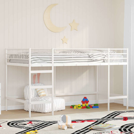 Kinderbett Hochbett Einzel Weiß für Matratze 100x201cm