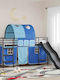 Pat Pentru Copii Loft Bed Semi Dublu Negru Pentru Saltea 107x201cm