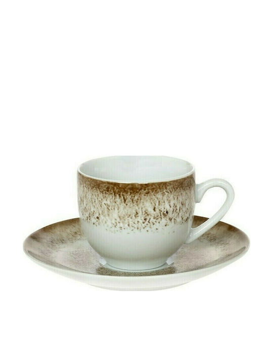 Cryspo Trio Mayo Tasse Kaffee aus Porzellan Braun 100ml