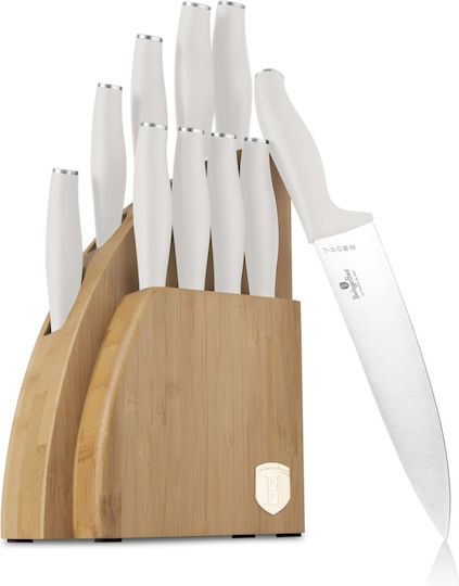 Berlinger Haus Sahara Messer Set mit Sockel aus Rostfreiem Stahl Weiß 10 Stück