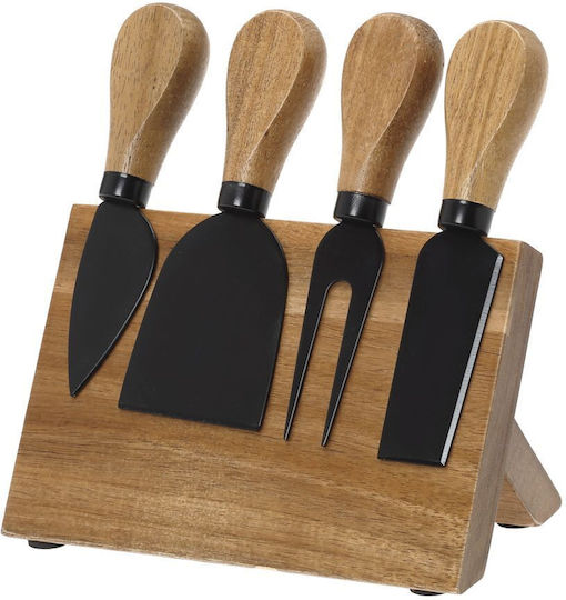 Cryspo Trio Acacia Knife Set with Base