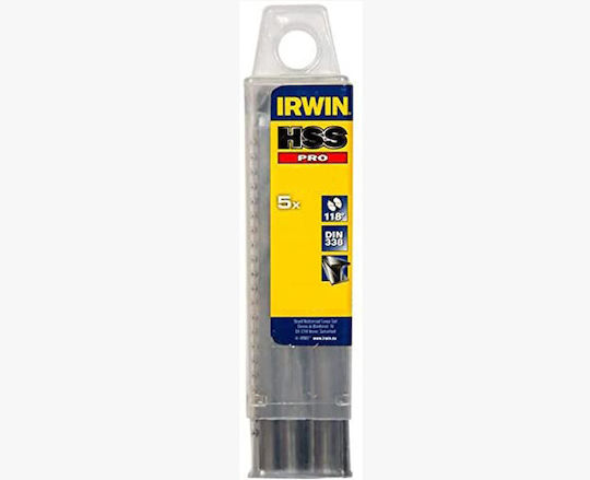 Set 5 HSS Pro Metal Drill Bits Irwin Brand 10.9 x 94 x 142 mm