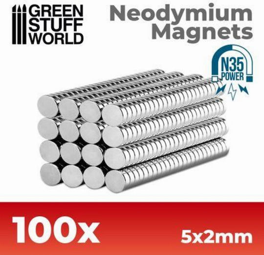 Green Stuff World Neodymium Round Magnet with Traction Force 0.45kg N35 L5xW5mm