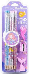 Little Tree Ocean Princess Pencil Erasers Σετ 10 Μολύβια HB με Ξύστρα και Γόμα (Διάφορα Σχέδια/Χρώματα)