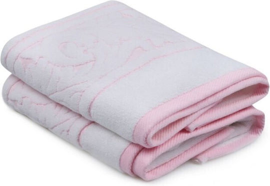 Hobby Home Προσώπου 50x90εκ. White/pink 2τμχ Βάρους 560gr/m² Hobby Home Προσώπου 50x90εκ. White/pink 2τμχ Βάρους 560gr/m²