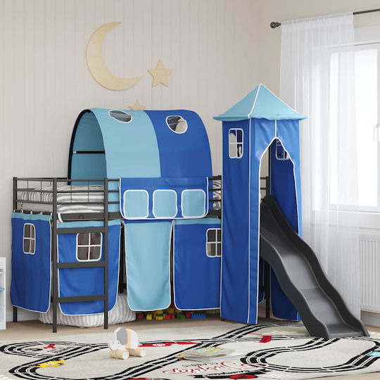 Kinderbett Hochbett Einzeln Schwarz für Matratze 90x190cm