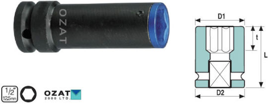 Impact Tubular Socket Aluminum Protective Profile 1/2'' 6 Sides Length 17