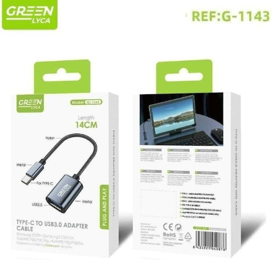 Green Lyca Μετατροπέας USB-C / USB-A male σε USB-C / USB-A female Πράσινο 1τμχ