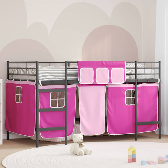 Kids Bed Loft Bed Semi Double Black for Mattress 116.5x207cm