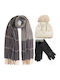 Set with Beanie Knitted in Gray color