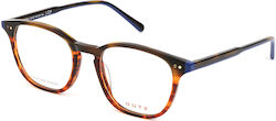 Dutz Prescription Eyeglass Frames Men Brown Acetate Square Skeleton Structure