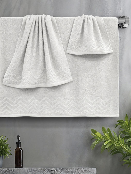 Lino Home Bath Towel Set 3pcs Wavie Ecru Weight...