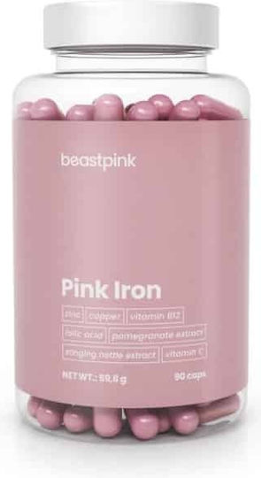 Beast Pink Σίδηρος / Ψευδάργυρος / Χαλκός με Βιταμίνη C 90 κάψουλες Ρόδι