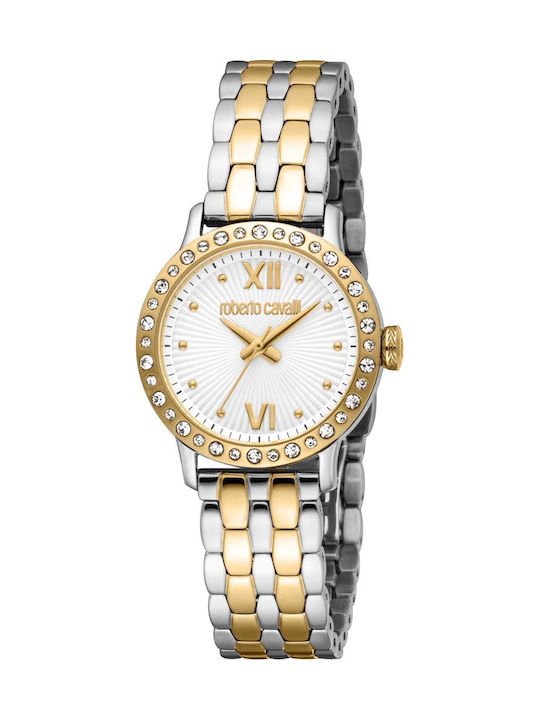 Roberto Cavalli Glam Crystals Damen Uhr mit Gol...