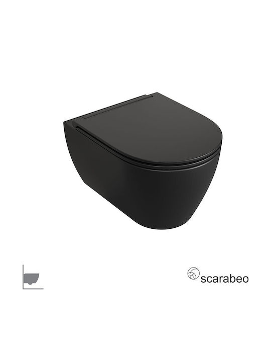 Scarabeo Wall-Mounted Toilet with Slim Cover Soft Close Black
