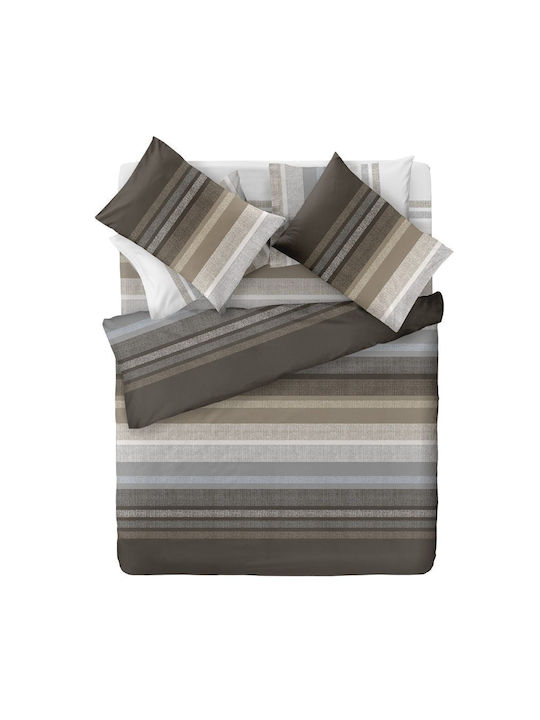 Saint Clair Cotton Duvet Cover Set 225x245cm Double With 2 Pillowcases Cocoa