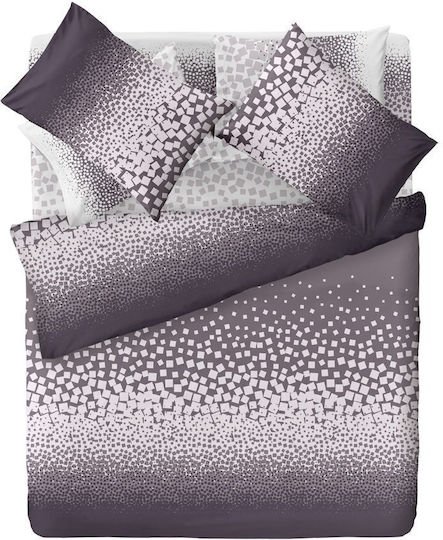 Saint Clair Cotton Duvet Cover Set 225x245cm Extra Large with 2 Pillowcases Melanze