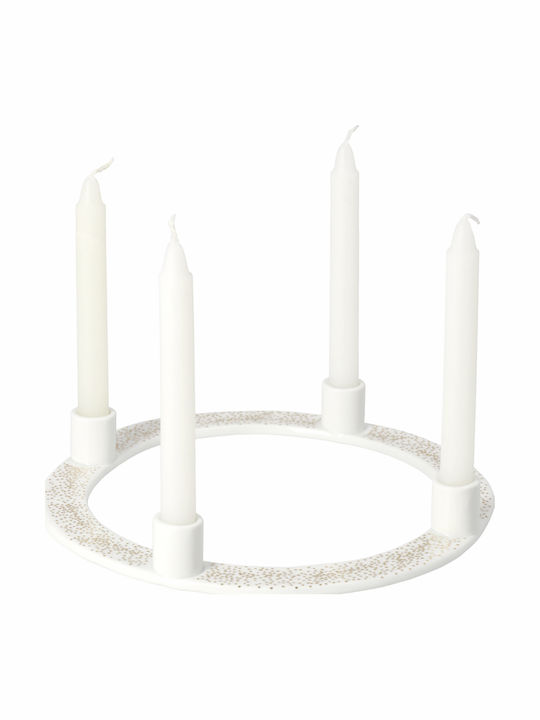 Raeder Candle Holder Porcelain in White Color 16.5x16.5x2.5cm 1pcs